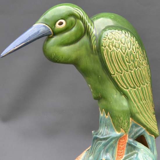 Grand oiseau en céramique vernis