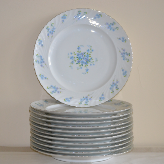 Assiettes plates Myosotis porcelaine de Bavière